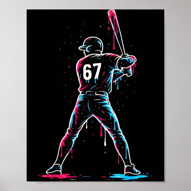 Poster Baseball Drip 6 7 Number 67 Six Seven Meme Mens Bo (Frente)