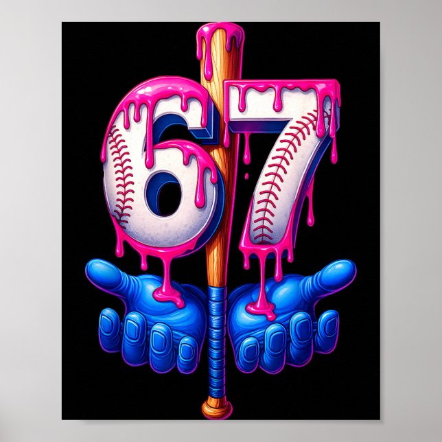 Poster Baseball Drip 6 7 Number 67 Six Seven Meme Mens Bo (Frente)