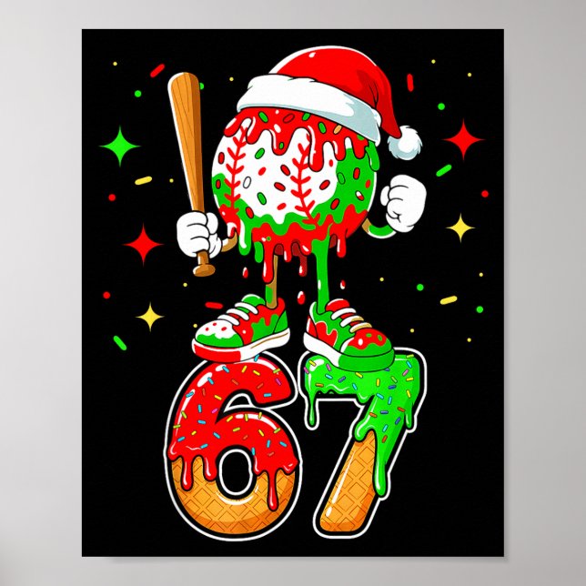 Poster Baseball Drip Number 67 Meme Ice Cream Dripng Chri (Frente)