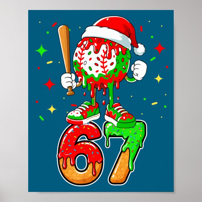 Poster Baseball Drip Number 67 Meme Ice Cream Dripng Chri (Frente)