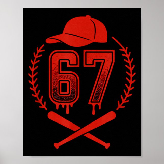Poster Baseball Drip Number 67 Player Or 67th Birthday  (Frente)