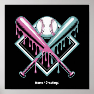 Poster Baseball Drip Para Meninos Sorvete Bastão – Juvent