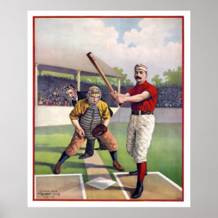 Poster BASEBALL em HOME PLATE em 1895