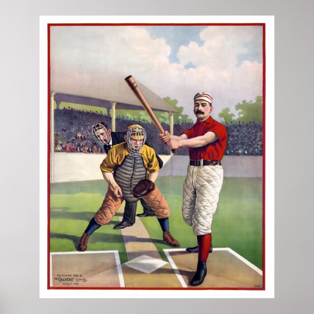 Poster BASEBALL em HOME PLATE em 1895 (Frente)