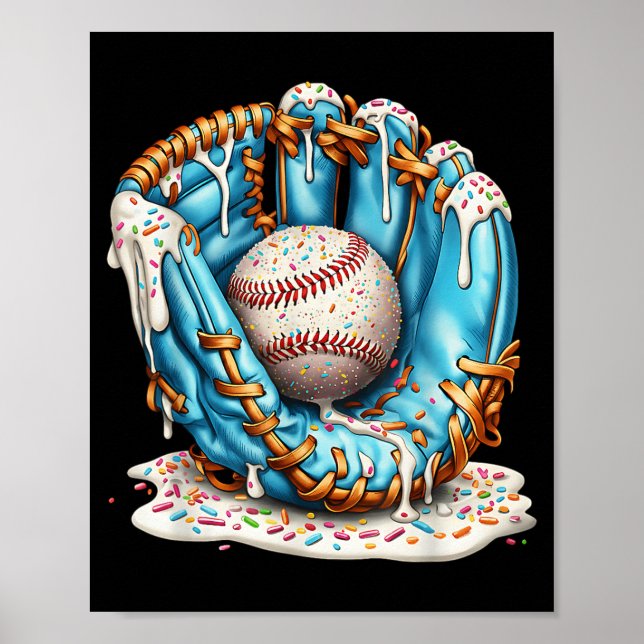 Poster Baseball Glove Ice Cream Drip With Sprinkles Men B (Frente)