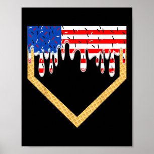 Poster Baseball Home Plate Drip Meninos Sorvete Bandeira