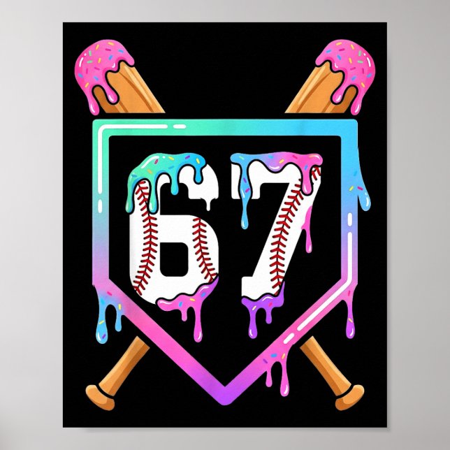 Poster Baseball Ice Cream Drip 67 Player Dabbing Six Seve (Frente)