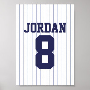 Poster Baseball Jersey com nome e número personalizados