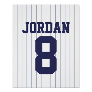 Póster Baseball Jersey com nome e número personalizados
