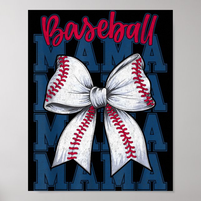 Poster Baseball Mama Coquette Bow Game Day Baseball Mom M (Frente)