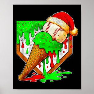 Poster Baseball Natal Christmas Baseball Sorvete Gotejame