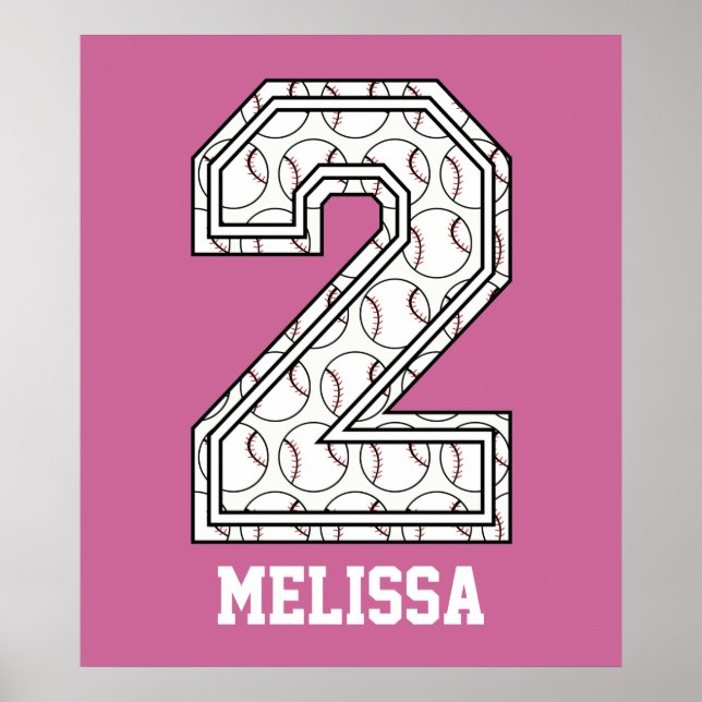 Poster Baseball Número 2 Personalizado (Frente)