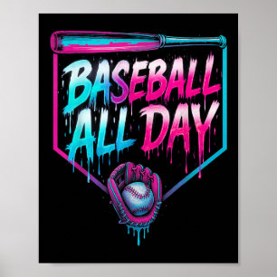 Poster Baseball o Sorvete do dia inteiro trazendo basebal