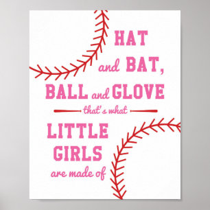 Poster Baseball Pensava Que Pequenas Garotas São Feitas D
