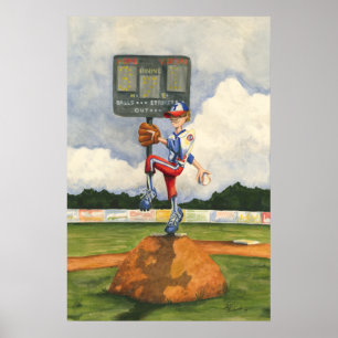 Poster Baseball Pitcher sobre monte por Jay Throckmorton