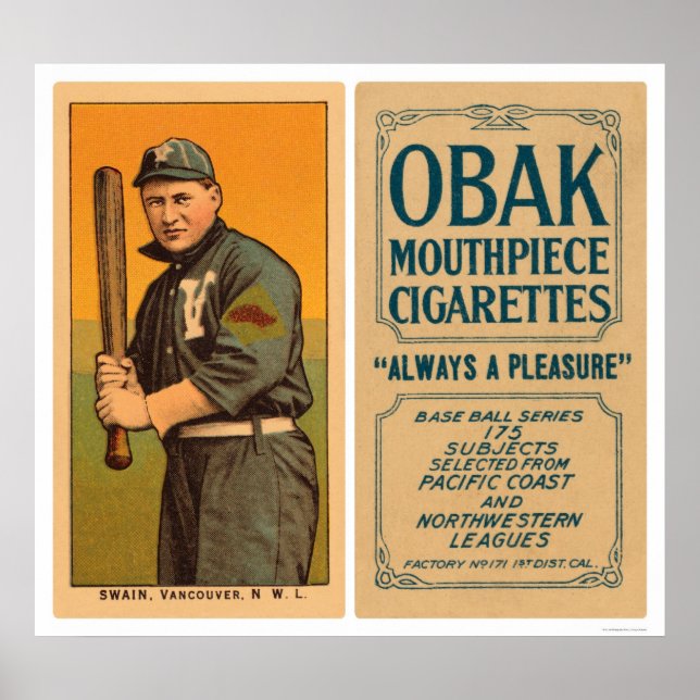 Poster Baseball Swain Vancouver 1910 (Frente)