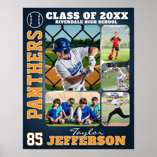 Poster Baseball Team High School Sports Picture Collage (Frente)