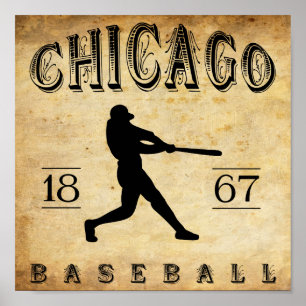 Poster Basebol 1867 de Chicago Illinois