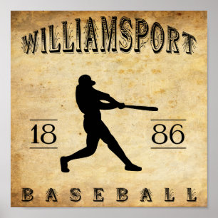 Póster Basebol 1886 de Williamsport Pensilvânia