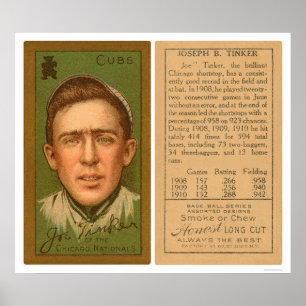 Poster Basebol 1911 de Cubs do funileiro de Joe