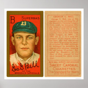 Póster Basebol 1911 de George Bell Brooklyn