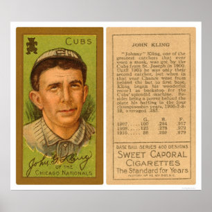 Póster Basebol 1911 de John Kling Cubs