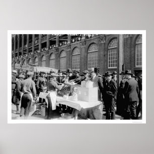 Póster Basebol 1920 do suporte do cachorro quente do