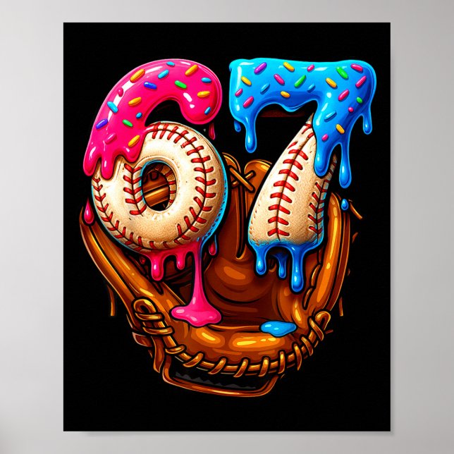 Poster Basebol 67 Seis Sete Divertido 6 7 Meme Geração Al (Frente)