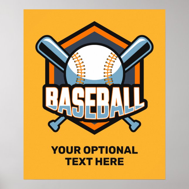 Poster Basebol de texto e cor personalizado (Frente)