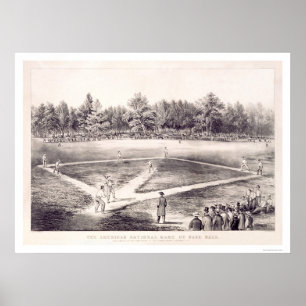 Póster Basebol nacional 1866 do passatempo