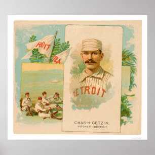 Poster Basebol raro 1888 de Chas Getzin