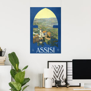 Póster Basílica de Assisi Italia Francesco das viagens
