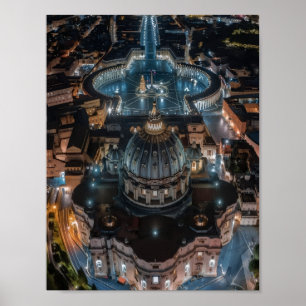 Poster Basílica e Praça de São Pedro à Noite