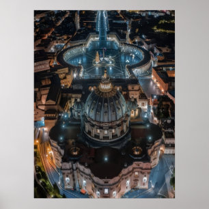 Poster Basílica e Praça de São Pedro à Noite