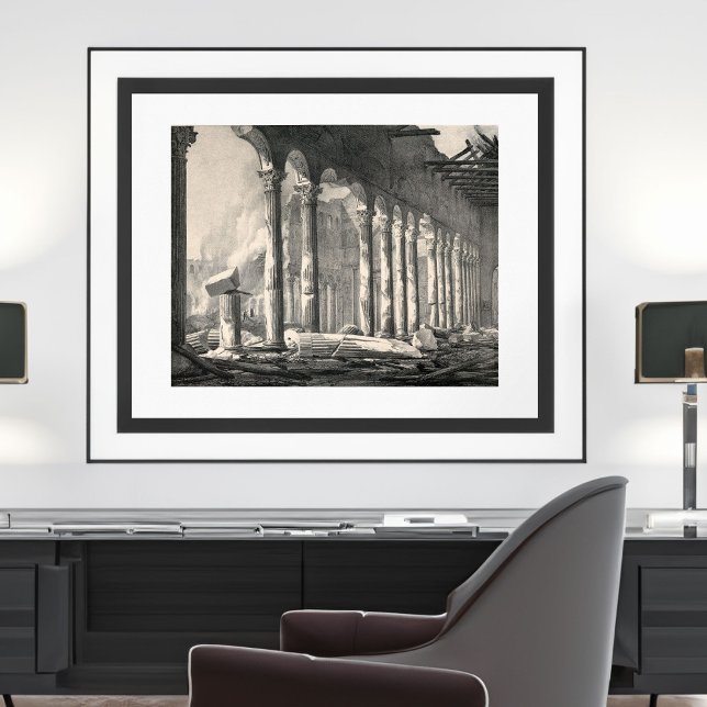 Poster Basilica Roma, do santo Paulo, após o incêndio de  (Frame not included.)