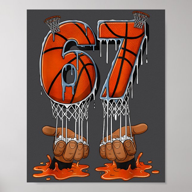 Poster Basketball 67 Six Seven Funny Gen Alpha Meme Drip  (Frente)