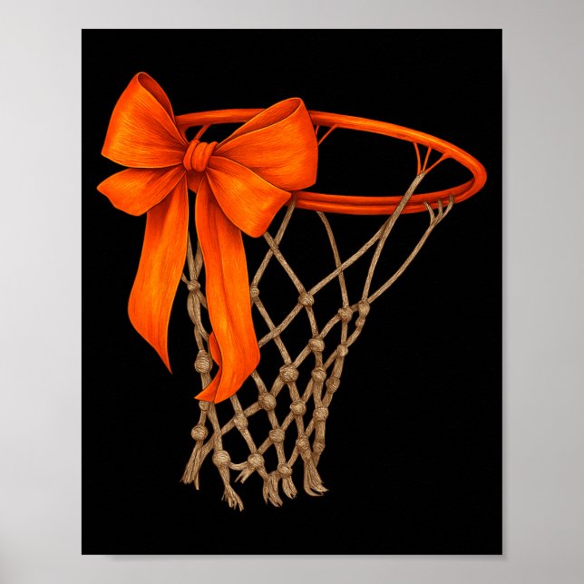 Poster Basketball Hoop With Bow Cute Basketball Aesthetic (Frente)