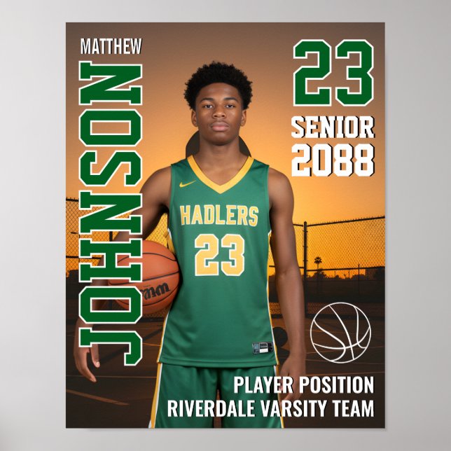 Poster Basketball Player Senior Team Photo Gift Sports (Frente)