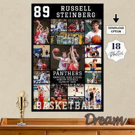 Poster Basketball Senior Graduation 18 Photo Collage