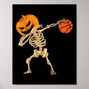 Poster Basquete Dabbing Skeleton Men Boys Halloween Bas