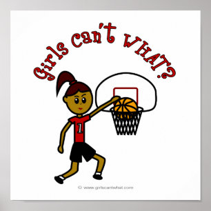 Póster Basquete das Mulheres Vermelhas Escuras