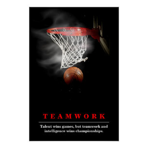 Póster Basquete de Trabalho em Equipe Motivacional Inspir