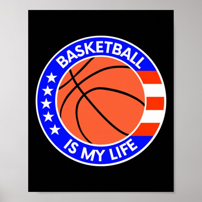 Poster Basquete É Minha Vida É Bandeira Da Vida Nos Eua (Frente)