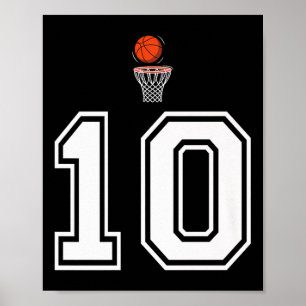 Poster Basquete Estilo Vintage Branco Premium Número 10 