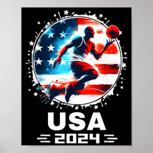 Poster Basquete EUA Bisonrel Voador 2024 Equipe Basquete