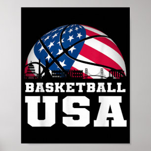 Poster Basquete EUA dá apoio à Equipe Tshirt USA Flag Dr.