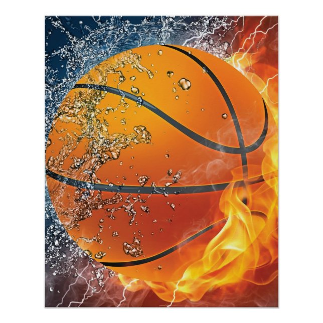 Póster Basquete flamejante (Frente)