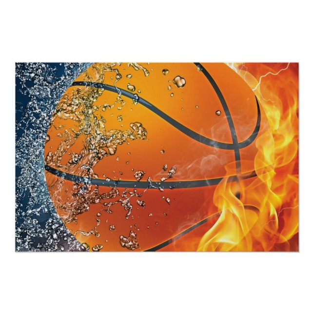 Póster Basquete flamejante (Frente)