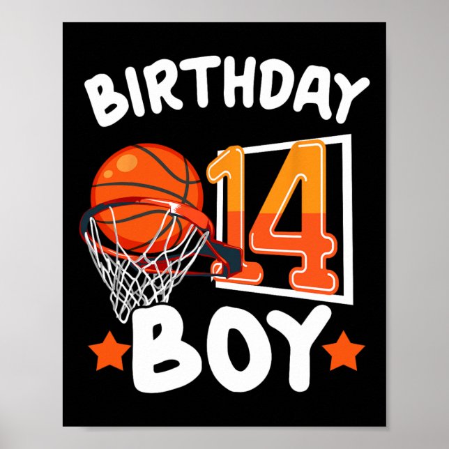 Poster Basquete Im 14 Anos 14 Aniversário Decor (Frente)