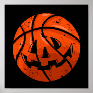 Poster Basquete Jack O Lanterna Grunge Halloween Pumpkin